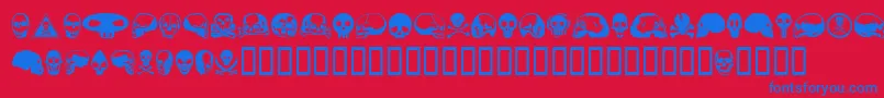 SkullbearerAoe-Schriftart – Blaue Schriften auf rotem Hintergrund