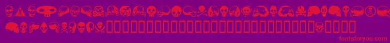 SkullbearerAoe-Schriftart – Rote Schriften auf violettem Hintergrund