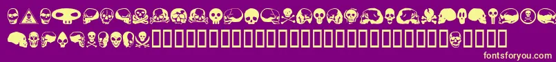 Fonte SkullbearerAoe – fontes amarelas em um fundo roxo