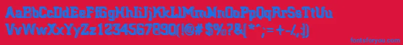 BigBlocko Font – Blue Fonts on Red Background