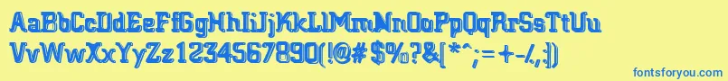 BigBlocko Font – Blue Fonts on Yellow Background