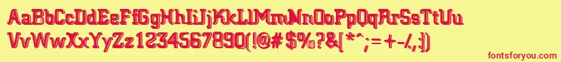 BigBlocko-Schriftart – Rote Schriften auf gelbem Hintergrund