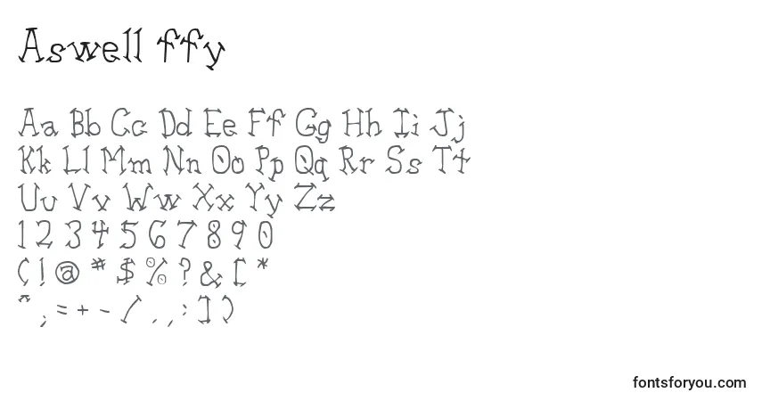 A fonte Aswell ffy – alfabeto, números, caracteres especiais