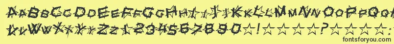 フォントStarDustItalic – 黒い文字の黄色い背景