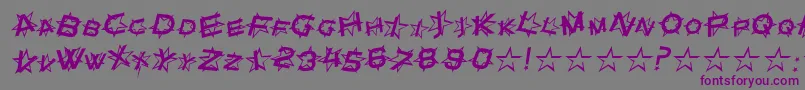 フォントStarDustItalic – 紫色のフォント、灰色の背景