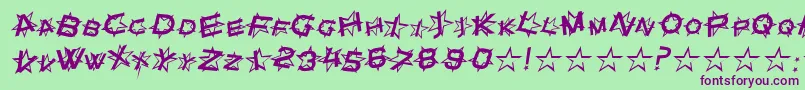 Czcionka StarDustItalic – fioletowe czcionki na zielonym tle