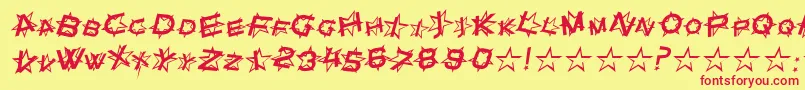 StarDustItalic-fontti – punaiset fontit keltaisella taustalla