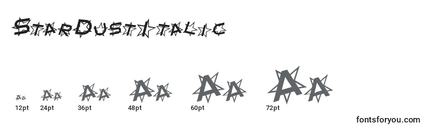 StarDustItalic Font Sizes
