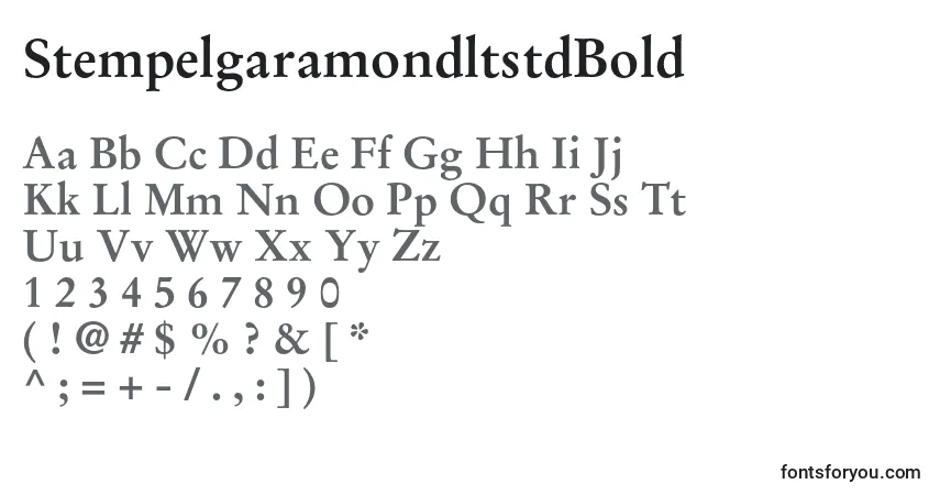 A fonte StempelgaramondltstdBold – alfabeto, números, caracteres especiais