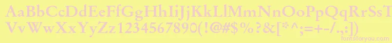 StempelgaramondltstdBold-fontti – vaaleanpunaiset fontit keltaisella taustalla