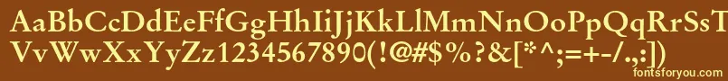 StempelgaramondltstdBold-fontti – keltaiset fontit ruskealla taustalla