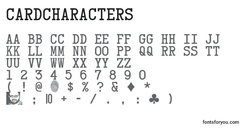 A fonte CardCharacters – alfabeto, números, caracteres especiais