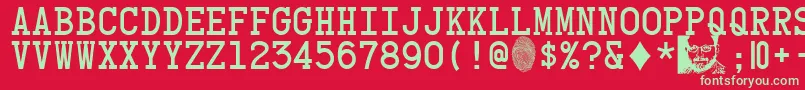 CardCharacters Font – Green Fonts on Red Background