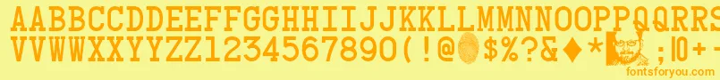 CardCharacters Font – Orange Fonts on Yellow Background