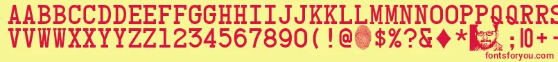 CardCharacters Font – Red Fonts on Yellow Background