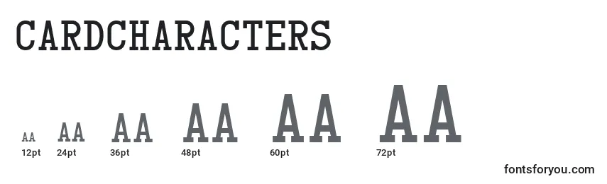CardCharacters Font Sizes