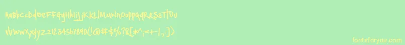 NotepaperAirplanes-fontti – keltaiset fontit vihreällä taustalla