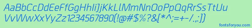 Fonte BordaMediumitalic – fontes azuis em um fundo verde