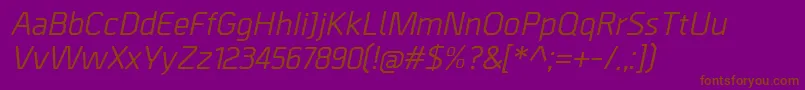 BordaMediumitalic-Schriftart – Braune Schriften auf violettem Hintergrund