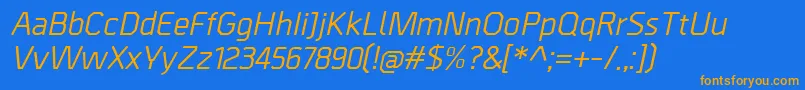 フォントBordaMediumitalic – オレンジ色の文字が青い背景にあります。
