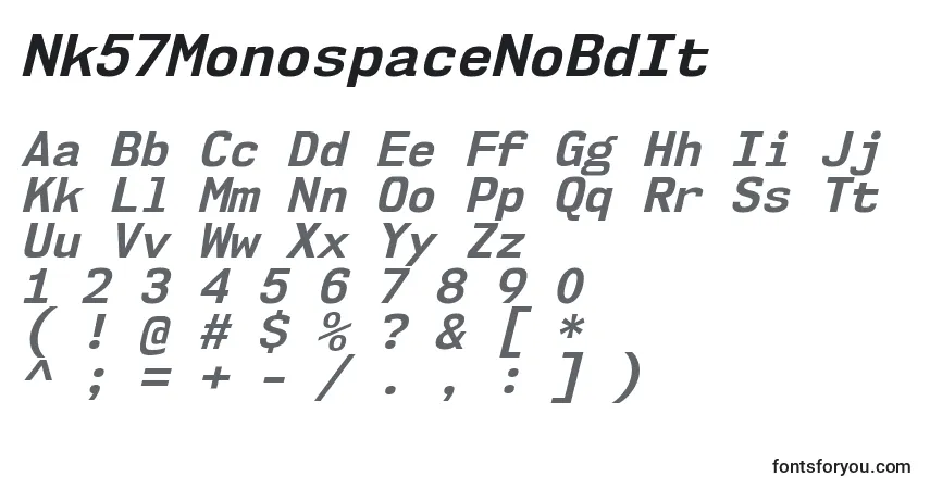 Шрифт Nk57MonospaceNoBdIt – алфавит, цифры, специальные символы