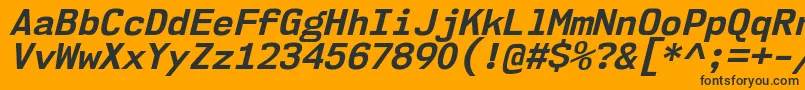Nk57MonospaceNoBdIt-fontti – mustat fontit oranssilla taustalla