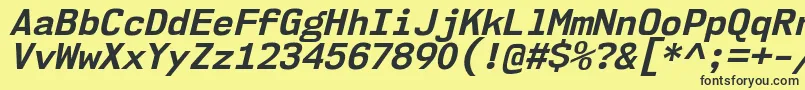 フォントNk57MonospaceNoBdIt – 黒い文字の黄色い背景