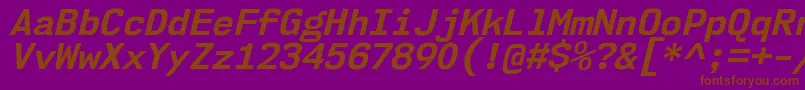 フォントNk57MonospaceNoBdIt – 紫色の背景に茶色のフォント