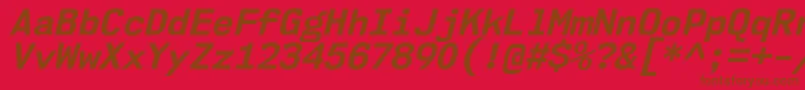 Nk57MonospaceNoBdIt-fontti – ruskeat fontit punaisella taustalla