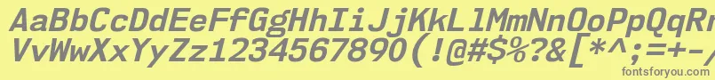 Nk57MonospaceNoBdIt-fontti – harmaat kirjasimet keltaisella taustalla