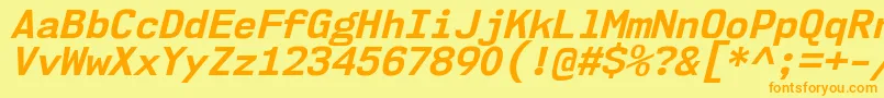 Nk57MonospaceNoBdIt-Schriftart – Orangefarbene Schriften auf gelbem Hintergrund
