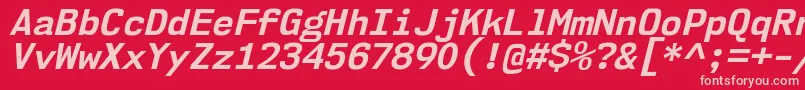 Nk57MonospaceNoBdIt-Schriftart – Rosa Schriften auf rotem Hintergrund