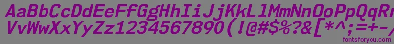 Nk57MonospaceNoBdIt-Schriftart – Violette Schriften auf grauem Hintergrund