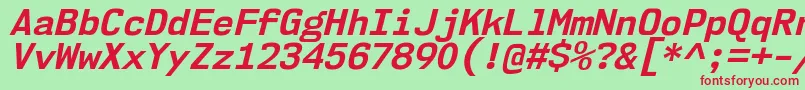 Nk57MonospaceNoBdIt-fontti – punaiset fontit vihreällä taustalla