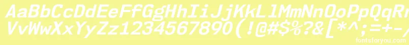 Nk57MonospaceNoBdIt-Schriftart – Weiße Schriften auf gelbem Hintergrund