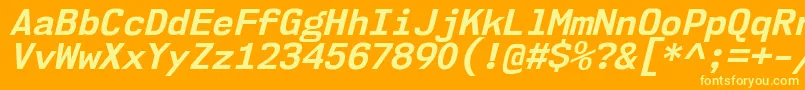 Nk57MonospaceNoBdIt-fontti – keltaiset fontit oranssilla taustalla