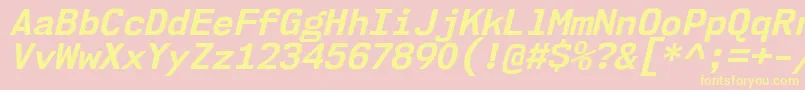 Czcionka Nk57MonospaceNoBdIt – żółte czcionki na różowym tle