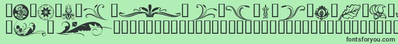 フォントFlorals – 緑の背景に黒い文字