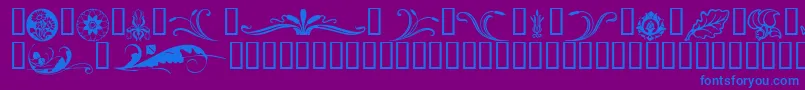 フォントFlorals – 紫色の背景に青い文字
