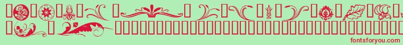 フォントFlorals – 赤い文字の緑の背景