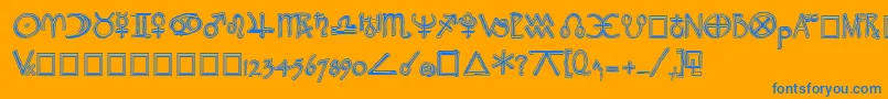 WidgetExtrabold-Schriftart – Blaue Schriften auf orangefarbenem Hintergrund