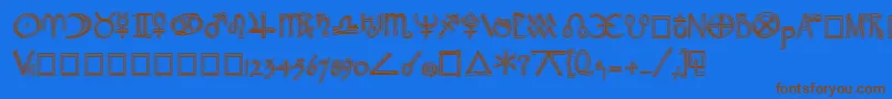 WidgetExtrabold-Schriftart – Braune Schriften auf blauem Hintergrund