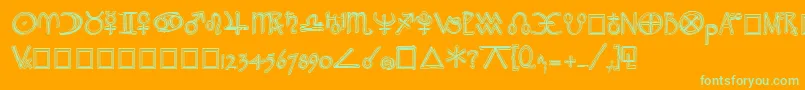 WidgetExtrabold-fontti – vihreät fontit oranssilla taustalla