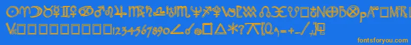 フォントWidgetExtrabold – オレンジ色の文字が青い背景にあります。