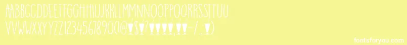 DkMangoSmoothie-Schriftart – Weiße Schriften auf gelbem Hintergrund