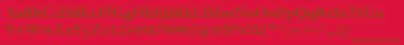 DantemtstdBold-Schriftart – Braune Schriften auf rotem Hintergrund