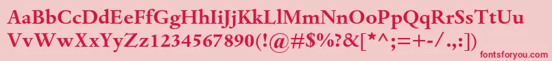 DantemtstdBold-fontti – punaiset fontit vaaleanpunaisella taustalla