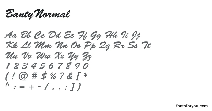 A fonte BantyNormal – alfabeto, números, caracteres especiais