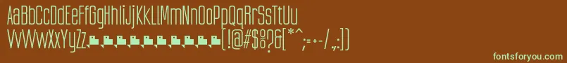 フォントUbicadaRegularFfp – 緑色の文字が茶色の背景にあります。