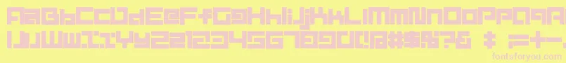 D3MouldismAlphabet-fontti – vaaleanpunaiset fontit keltaisella taustalla